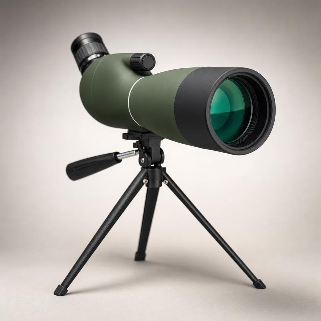Lunetă SVBONY 25-75x70 — detaliu obiectiv 70 mm și corp cauciucat