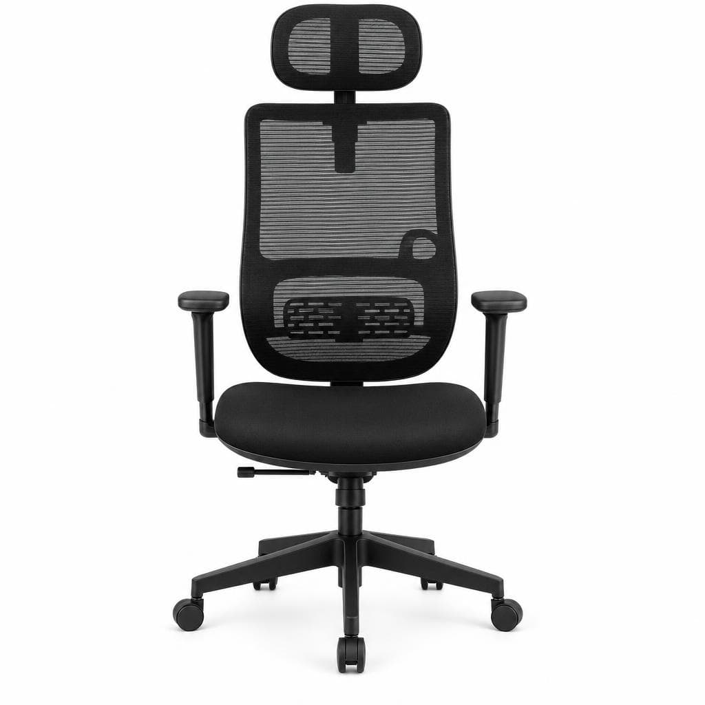 Scaun ergonomic NEWTRAL MAGICH003 negru — vedere frontală pe fundal alb