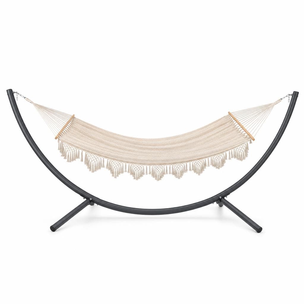 Hamac cu suport metalic premium — set complet, vedere frontală